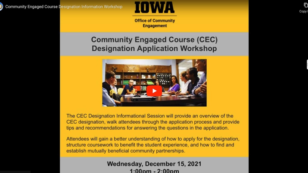 Community-Engaged Course (CEC) Designation Application